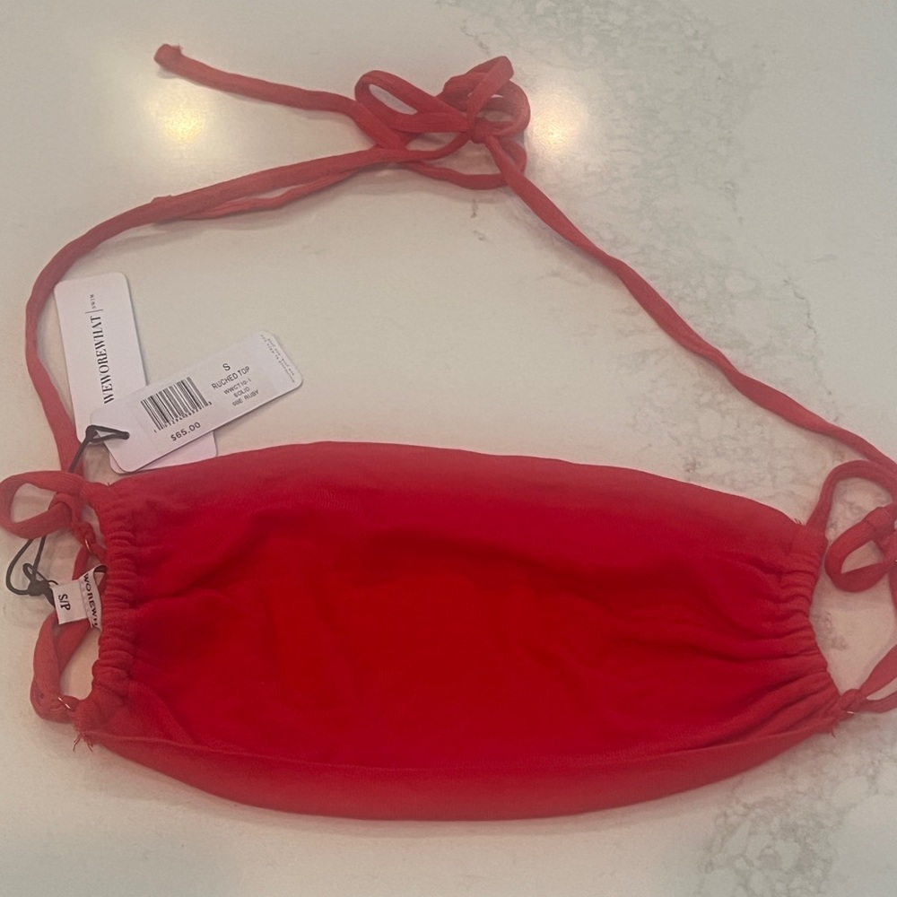 WeWoreWhat Ruby Ruched Bikini Top